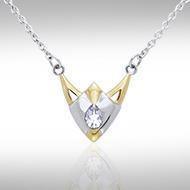 Black Magic Art Deco Triangle Silver & Gold Necklace MNC097 Necklace