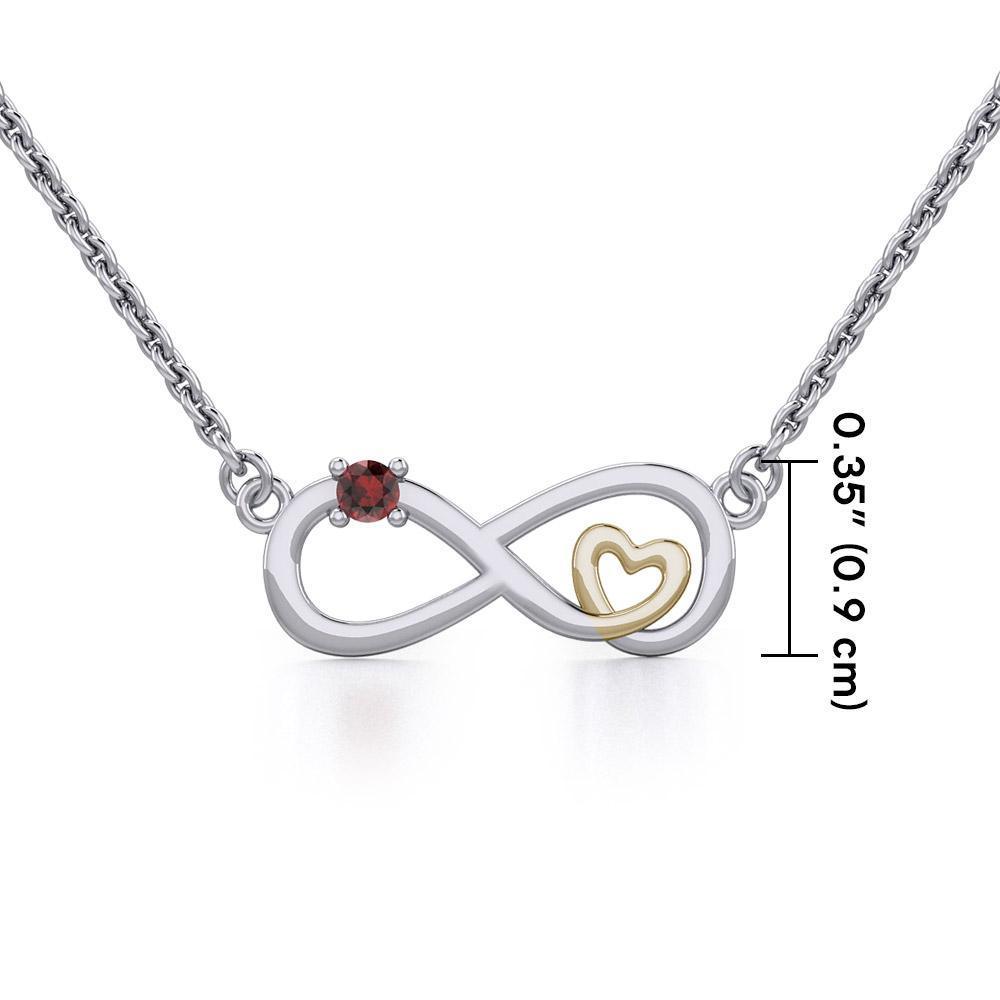 Infinity Heart Silver and Gold Necklace with Gemstone MNC485 - Peter Stone Wholesale