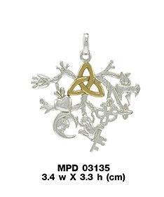 Behold the Presence of the Captivating Cimaruta Silver with 14K Gold Accent Pendant MPD3135 - peterstone.dropshipping