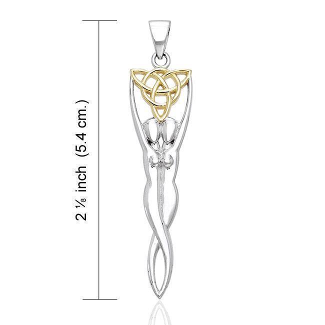 Embodying the Spirit of the Earth ~ Sterling Silver Danu Goddess Trinity Knot Pendant with 14k Gold accent MPD1201 Pendant