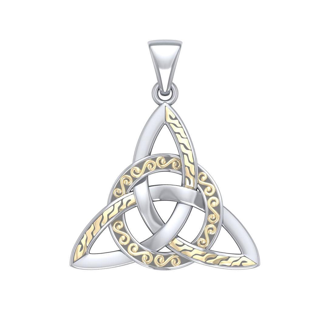 Braided Celtic Triquetra Silver and 18k Gold Accent Pendant MPD1814 - peterstone.dropshipping