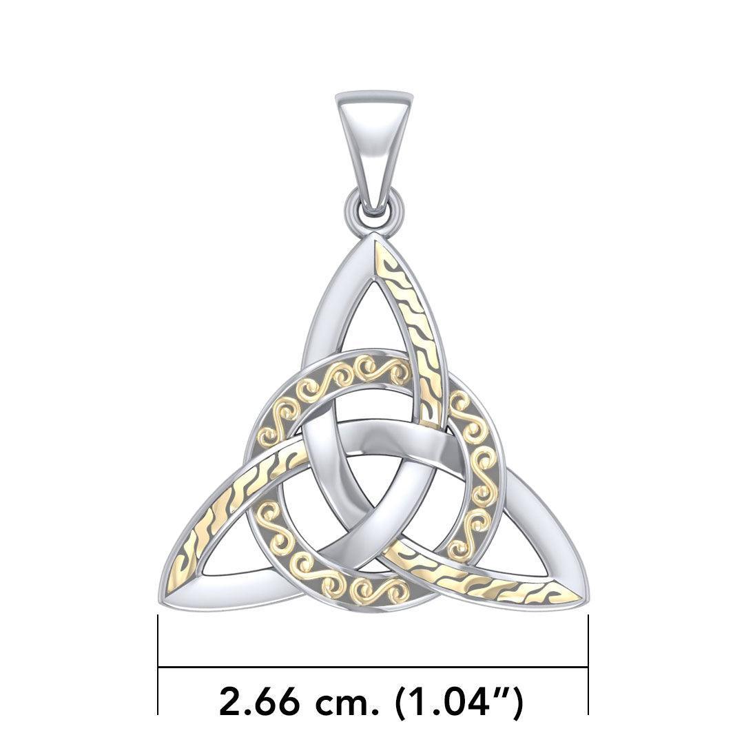 Braided Celtic Triquetra Silver and 18k Gold Accent Pendant MPD1814 - peterstone.dropshipping