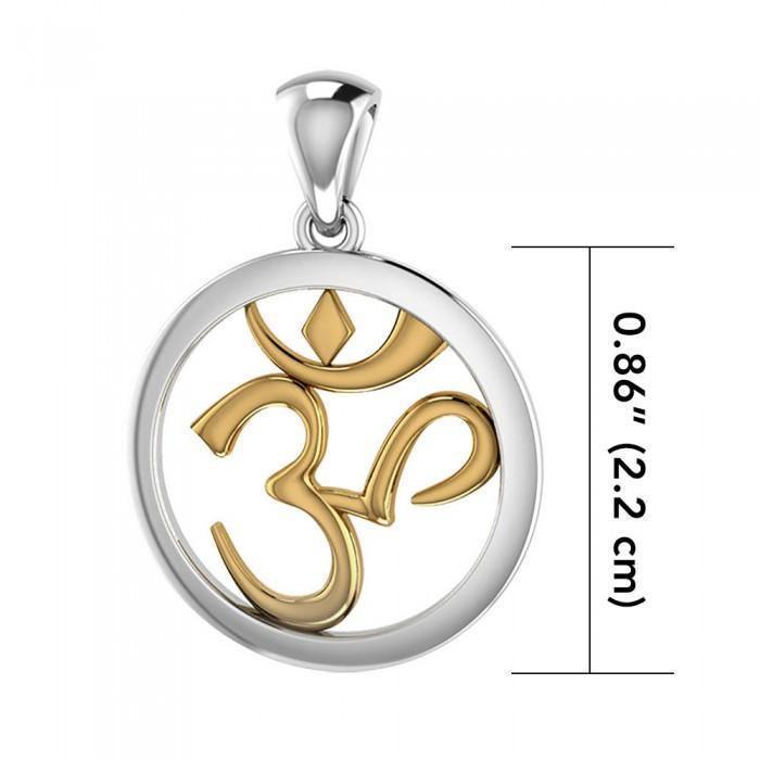 Om Gold Accent Silver Pendant MPD3848