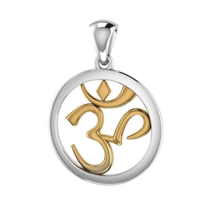 Om Gold Accent Silver Pendant MPD3848