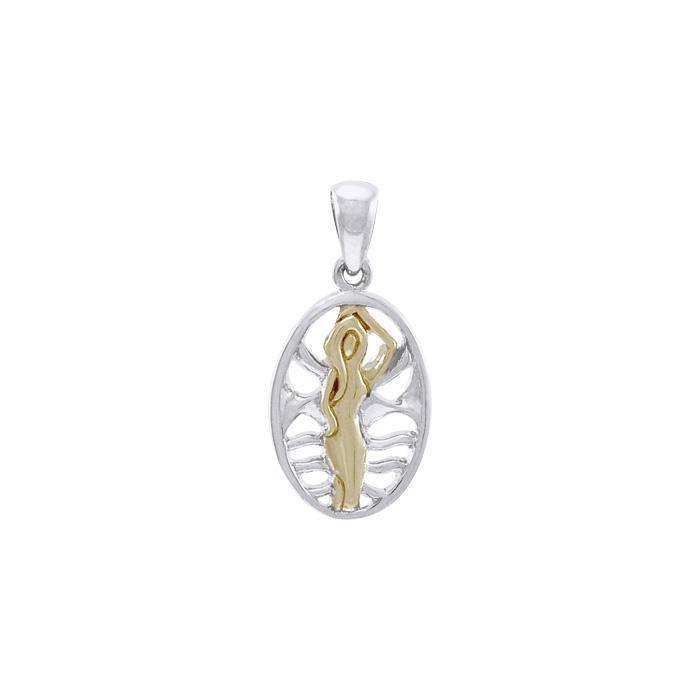 Dancing Goddess Gold Accent Silver Pendant MPD3916