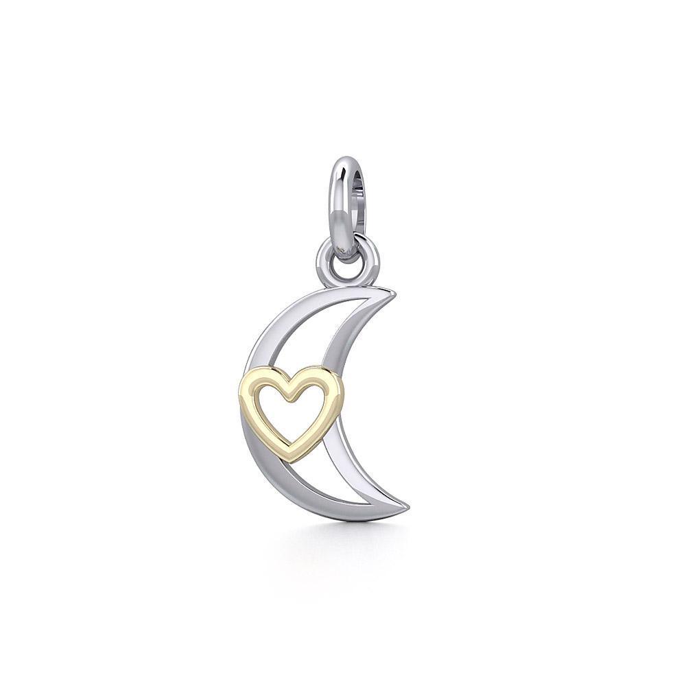 The Golden Heart in Crescent Moon Silver Pendant MPD5267 - Peter Stone Wholesale