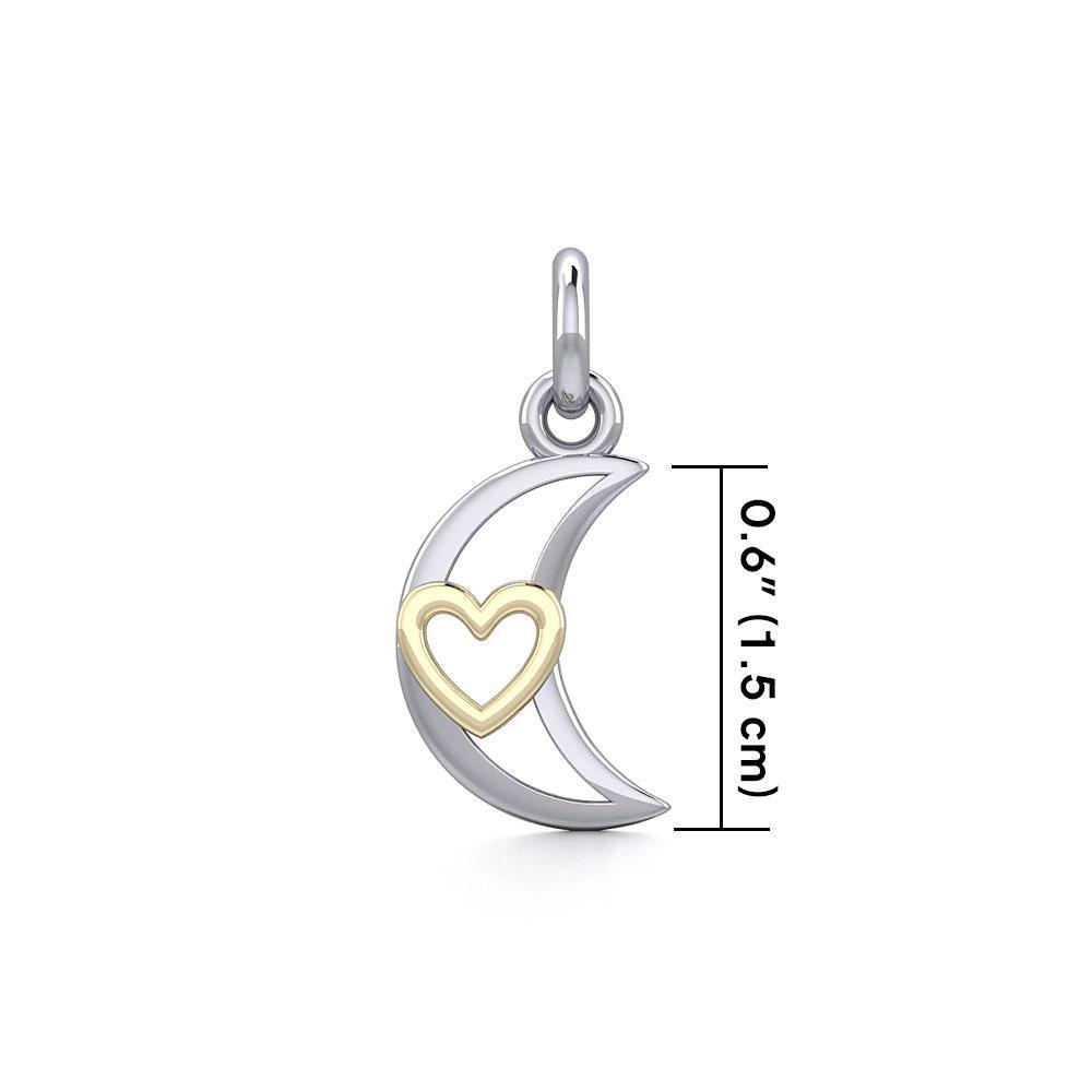 The Golden Heart in Crescent Moon Silver Pendant MPD5267 - Peter Stone Wholesale