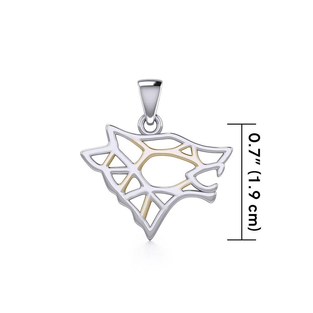 Geometric Wolf Silver and Gold Pendant MPD5270 - Peter Stone Wholesale