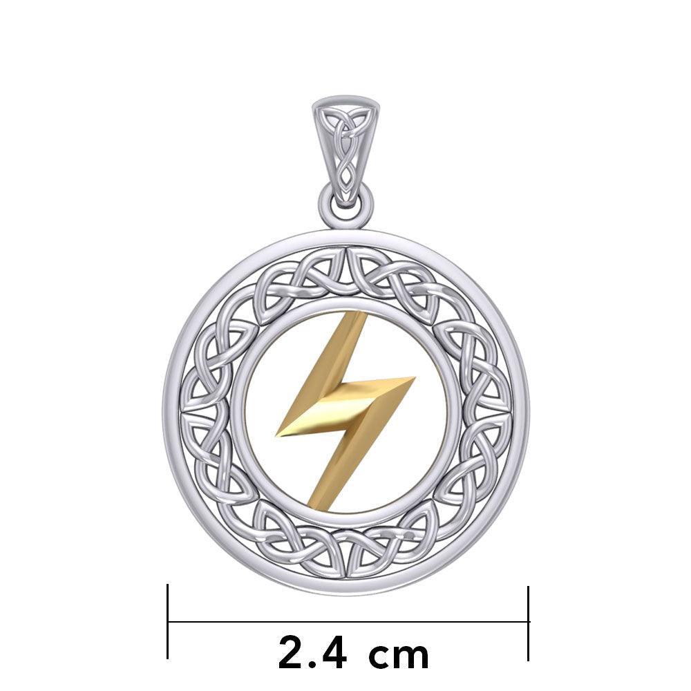 Zeus God Lightning Bolt with Celtic Knot Silver and Gold Pendant MPD5899 - peterstone.dropshipping