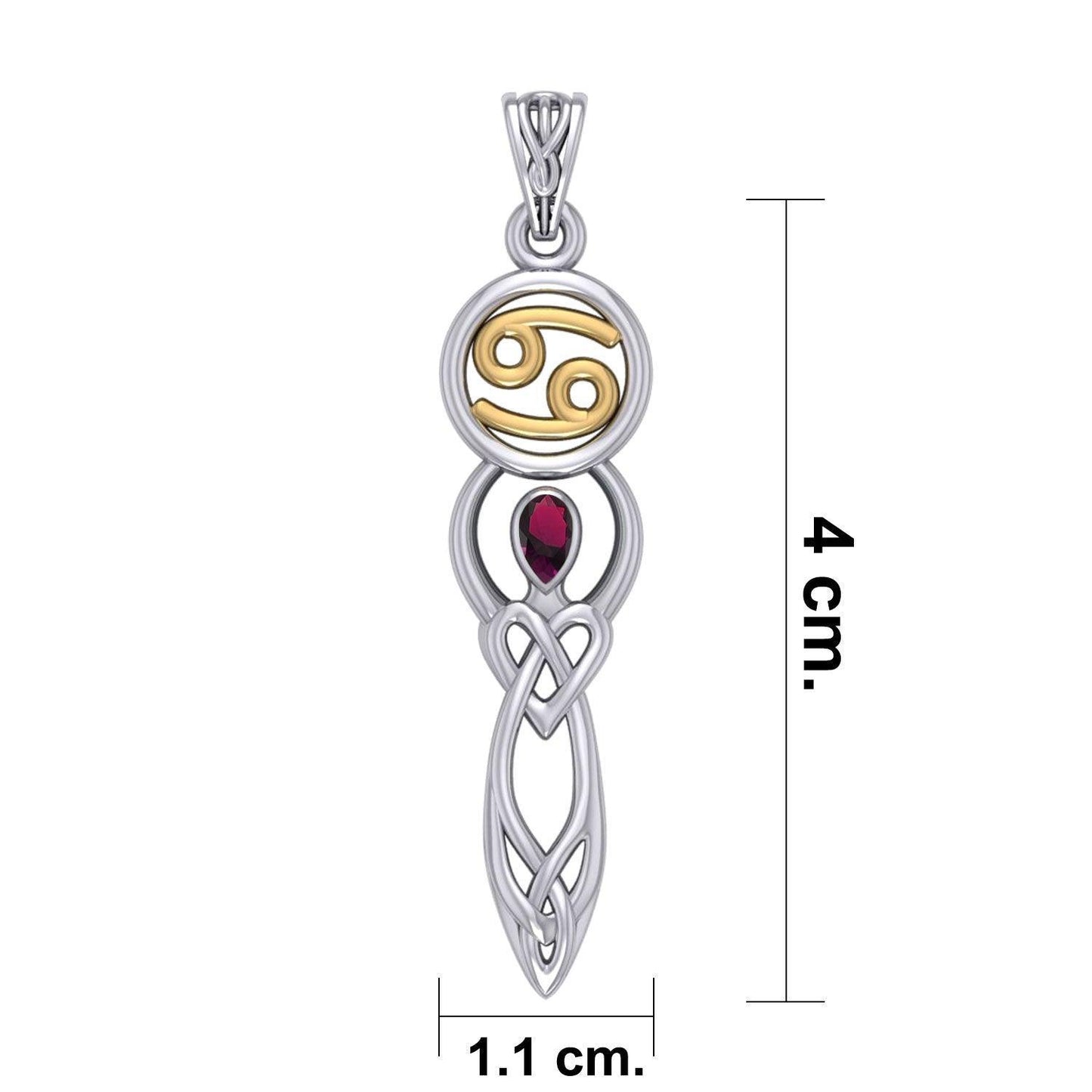 Celtic Goddess Cancer Astrology Zodiac Sign Silver and Gold Accents Pendant MPD5938 - peterstone.dropshipping