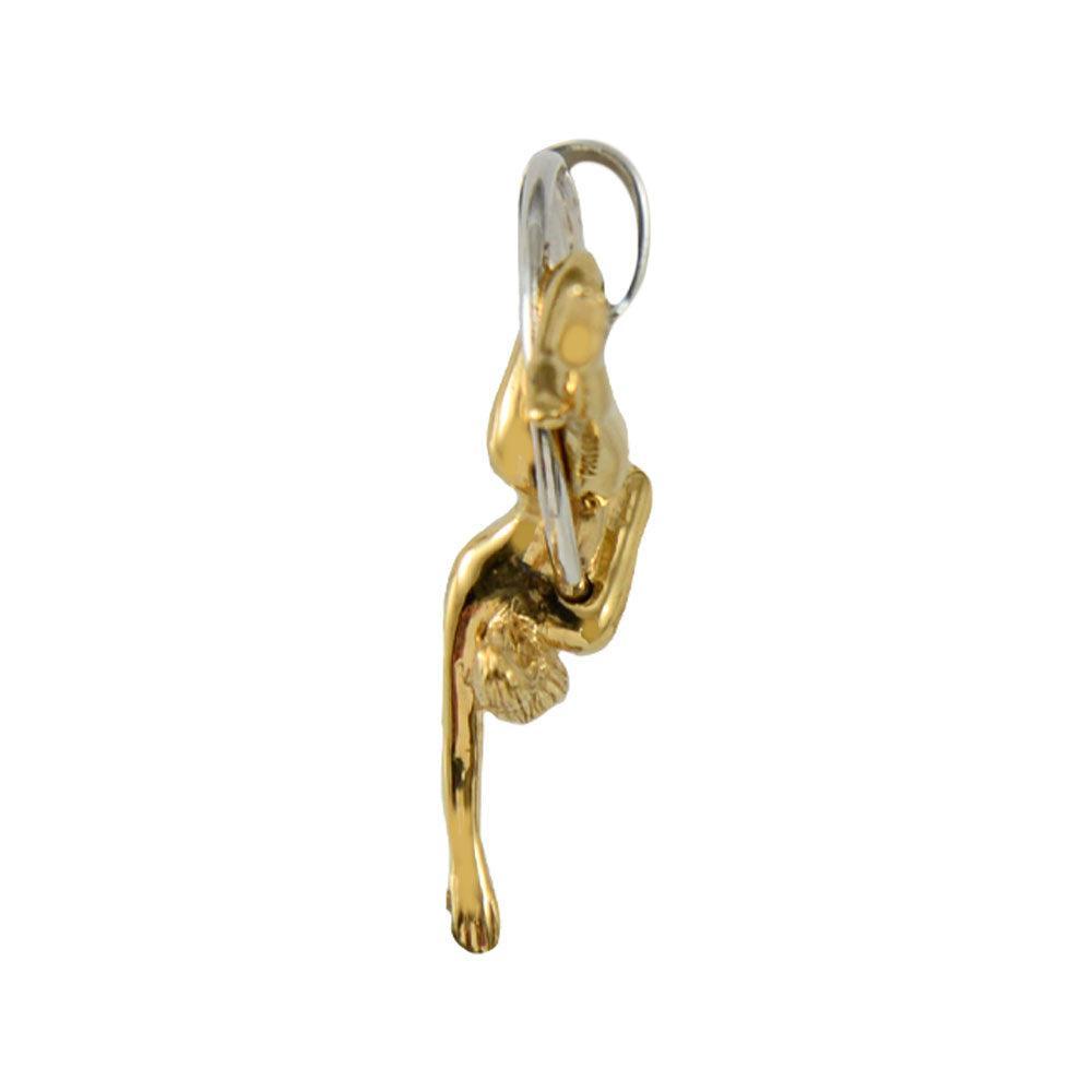 Beautiful Acrobat Lady With Her Magical Aerial Hoop Silver with 14K Gold Accent Pendent MPD5998 - peterstone.dropshipping