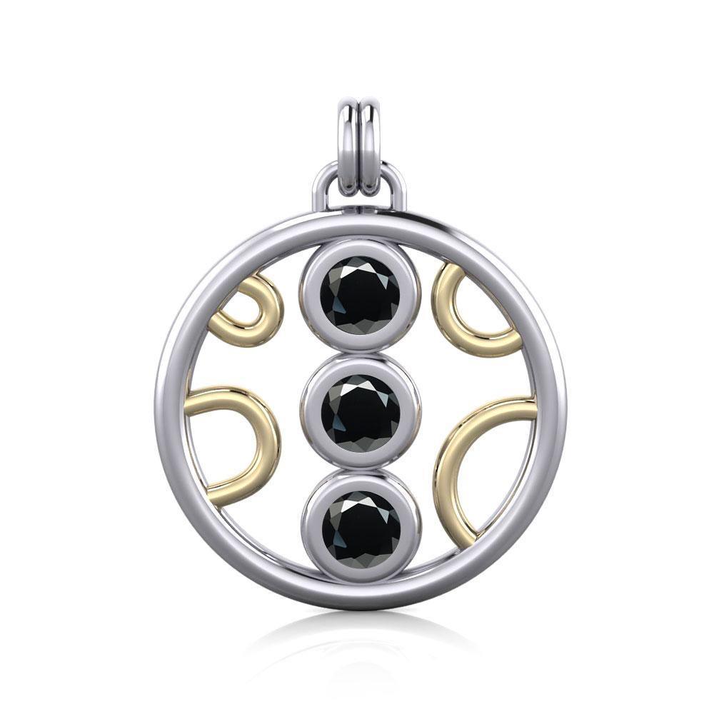 Black Magic Art Deco Circles Silver & Gold Pendant MPD730 Pendant