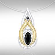 Black Magic Teardrop Silver & Gold Pendant MPD804 Pendant