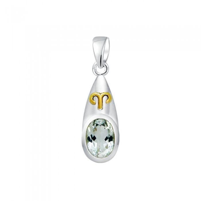 Aries Zodiac Symbol Silver and Gold Pendant MPD823 Pendant