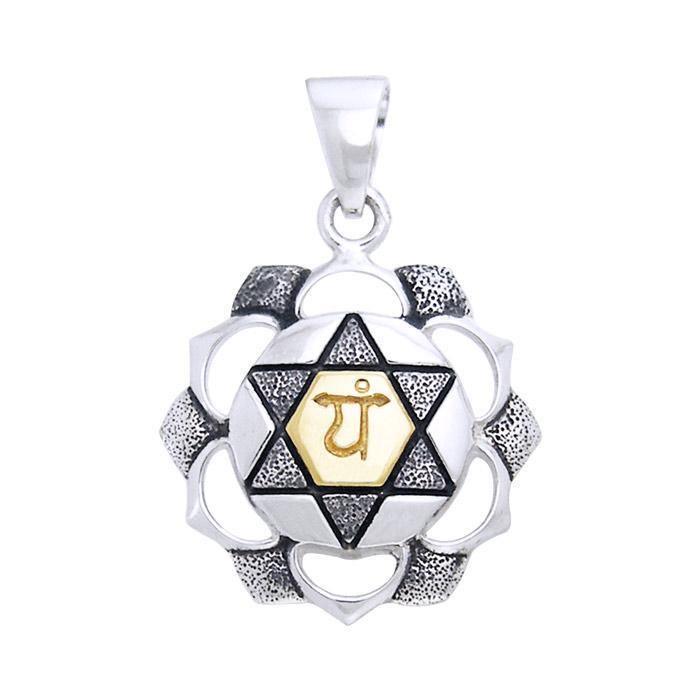 Anahata Heart Silver and Gold Chakra Pendant MPD908