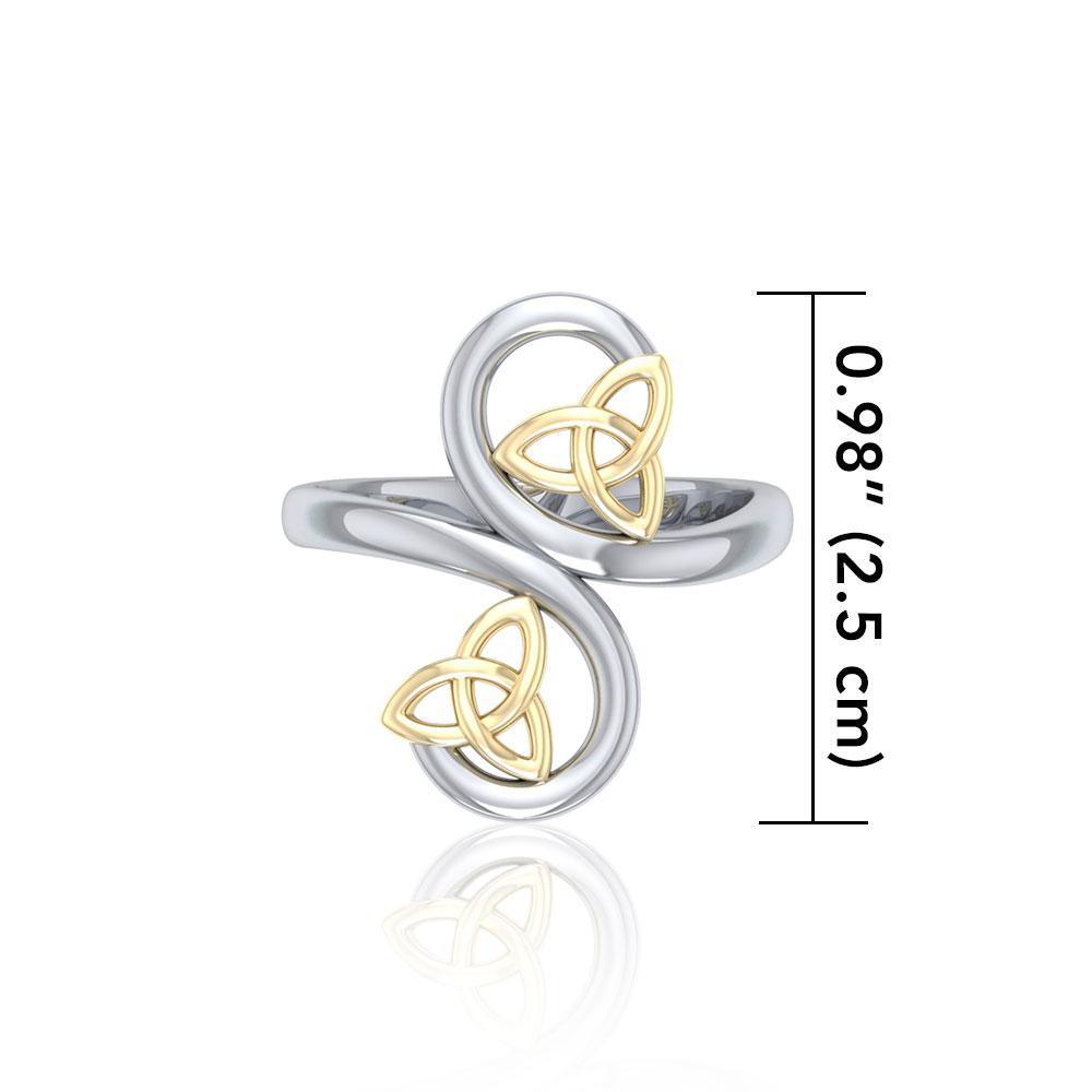 Celtic Trinity Knot Spiral Silver and Gold Ring MRI1786 Ring