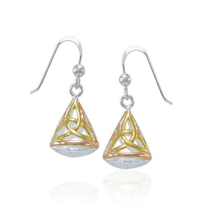 Celtic Knotwork Three Tone Triquetra Earrings OTE683 Earrings