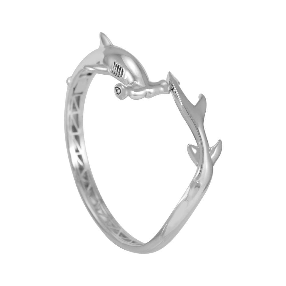 Hammerhead Shark Silver Cuff Bracelet with open lock TBA221 - peterstone.dropshipping