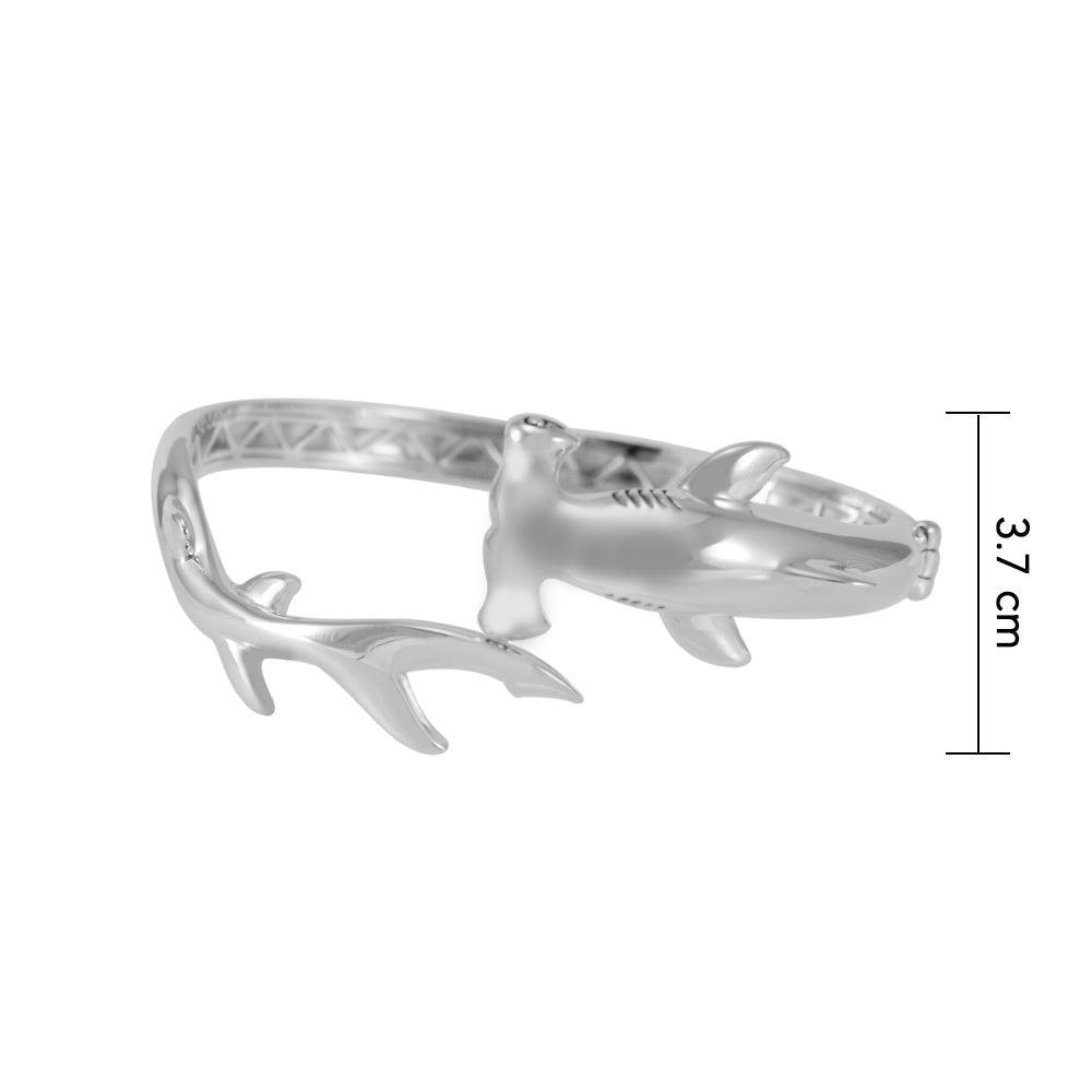 Hammerhead Shark Silver Cuff Bracelet with open lock TBA221 - peterstone.dropshipping