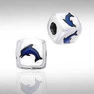 Square Dolphin Silver Bead TBD033 Bead