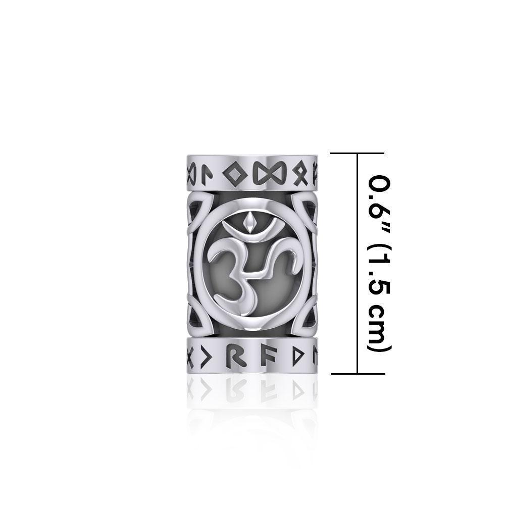 Om Symbol in Circle with Rune Symbol and Celtic Accented Silver Bead TBD369 - Peter Stone Wholesale