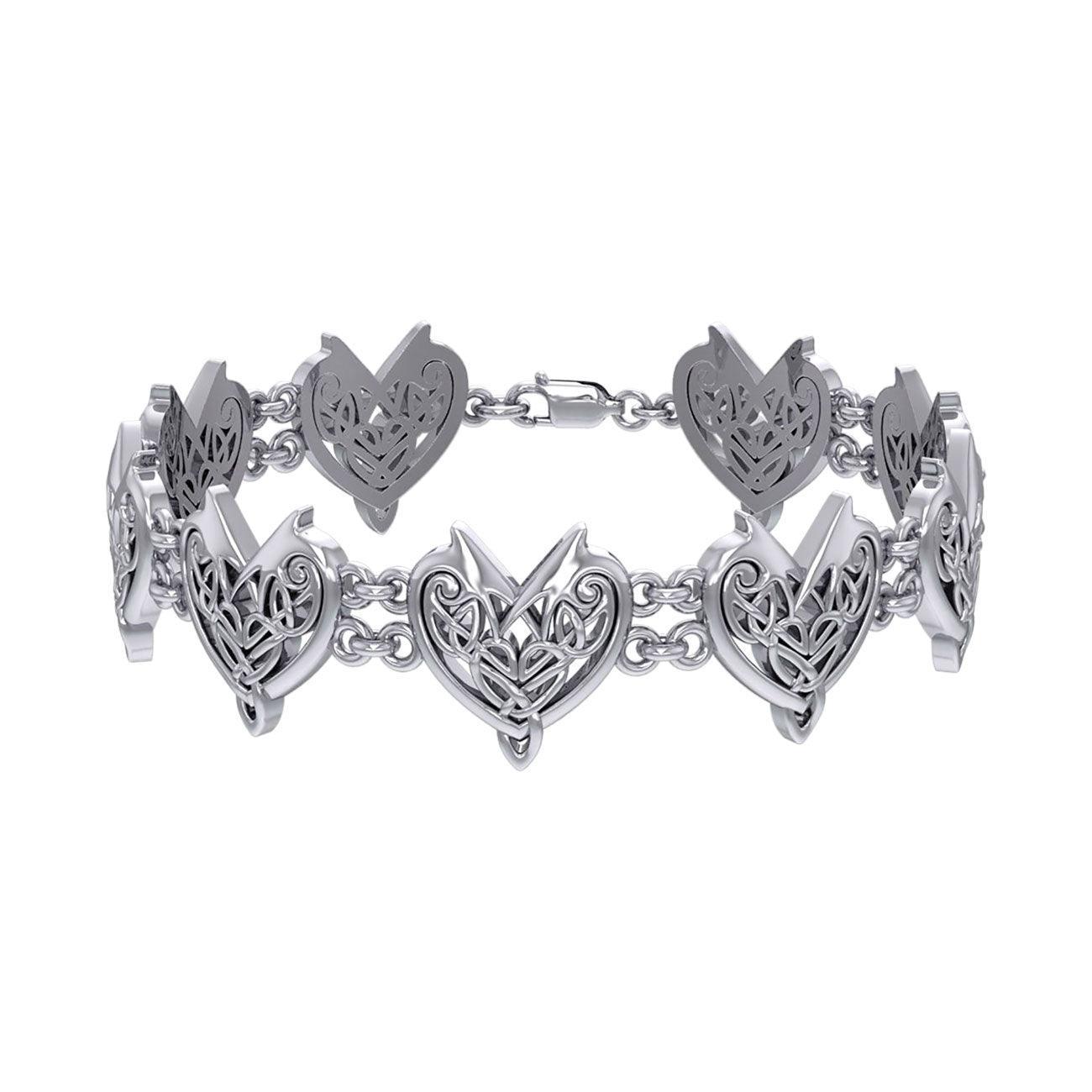 Joyous Celtic Hearts Silver Bracelet TBG773 - peterstone.dropshipping