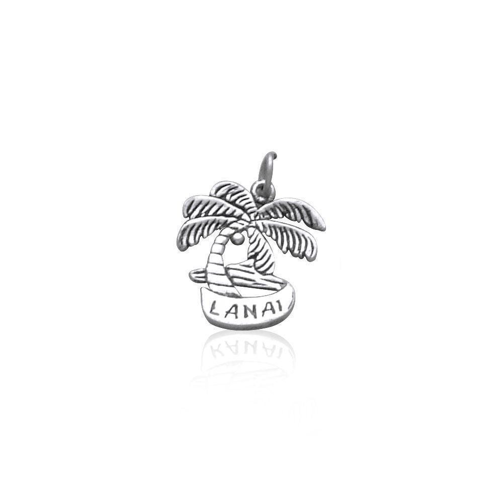 Lanai Island Coconut Tree Silver Charm - peterstone.dropshipping