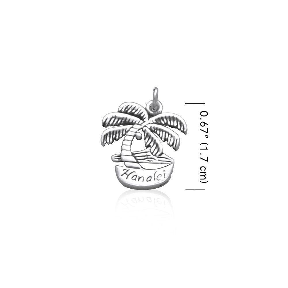 Hanalei Island Coconut Tree Silver Charm TC1037 - peterstone.dropshipping