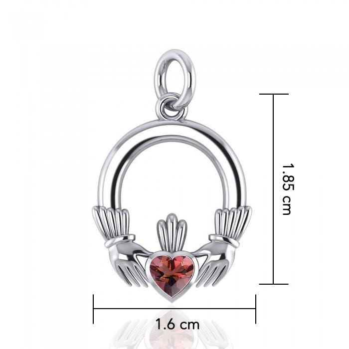 A grateful love in eternity ~ Celtic Knotwork Claddagh Sterling Silver Charm with Gemstone TC318 - peterstone.dropshipping