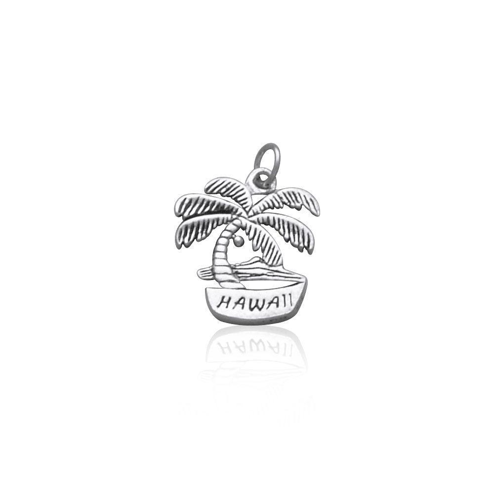 Hawaii Island Coconut Tree Silver Charm TC985 - peterstone.dropshipping