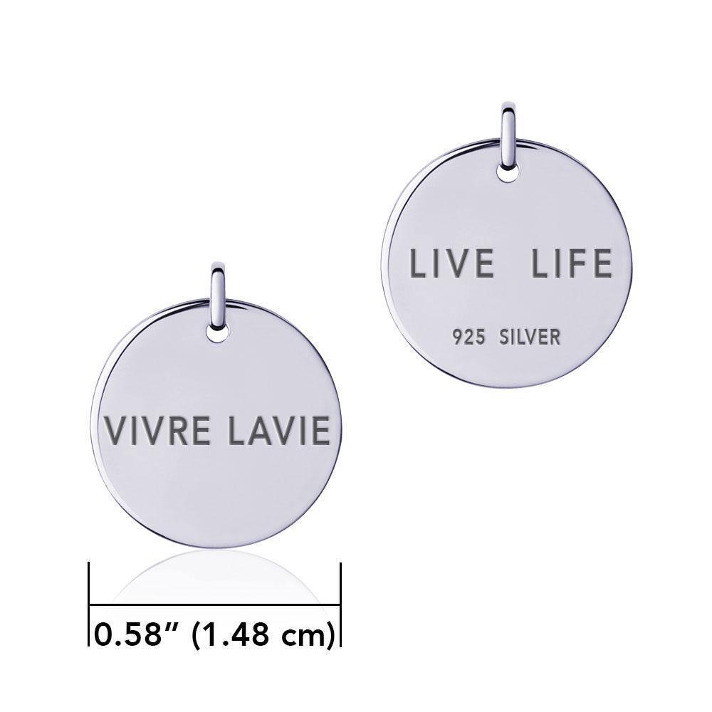 Power Word Live Life or Vivre La Vie Silver Disc Charm TCM360 Charm