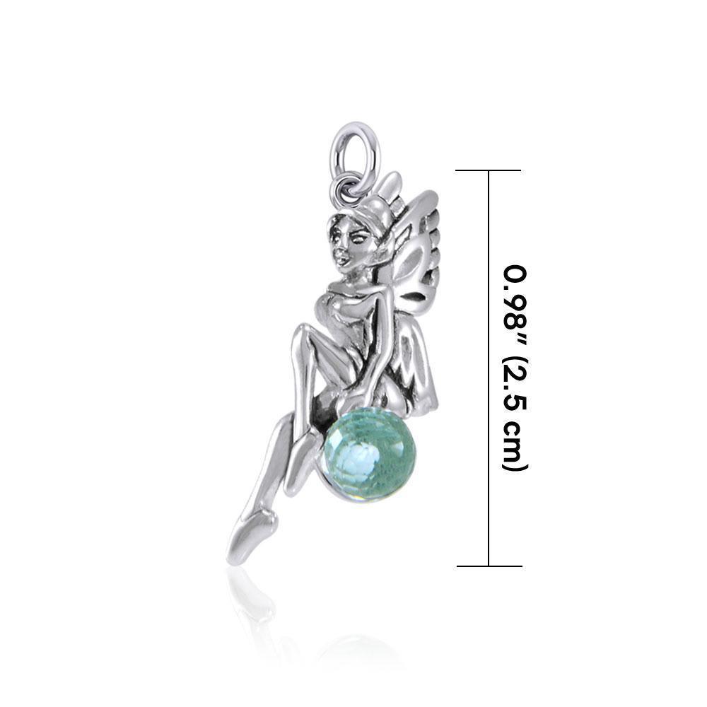 Enchanted Fairy Silver Charm with Crystal TCM636 Charm