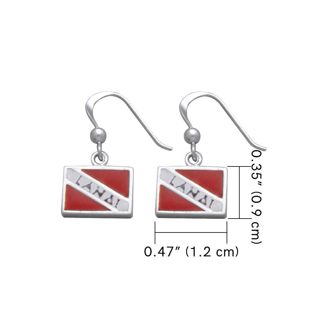 Lanai Island Dive Flag and Dive Equipment Silver Hook Earrings - peterstone.dropshipping