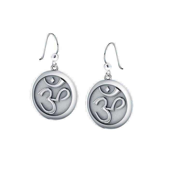 Om Meditation Silver Earrings TE1052