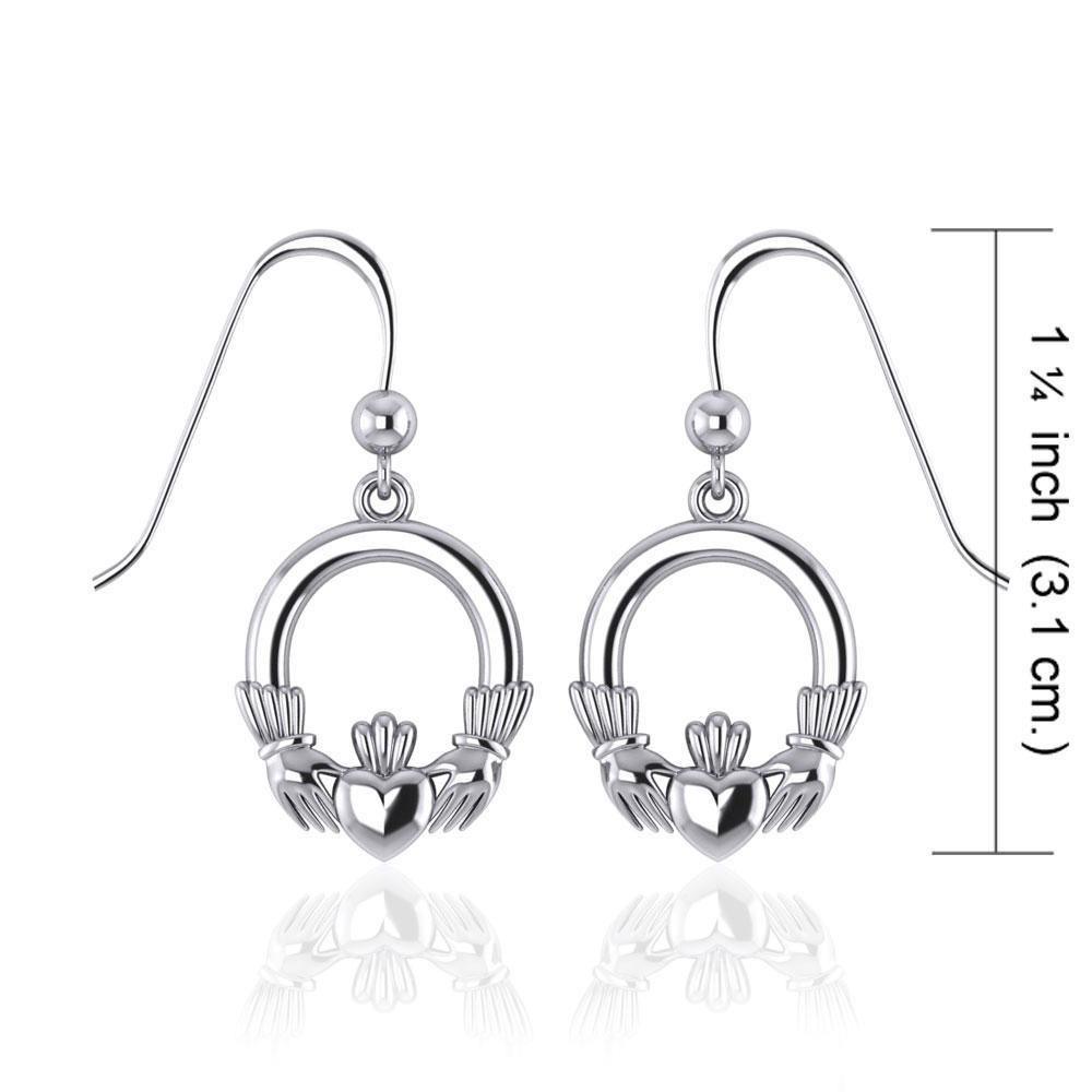 Irish Claddagh Silver Dangle Earrings TE126 Earrings