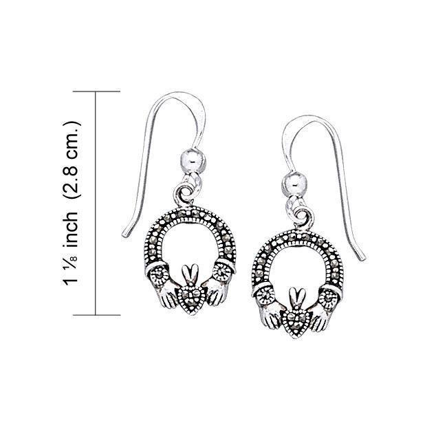 Irish Claddagh Silver Earrings with Marcasite TE2103 Earrings