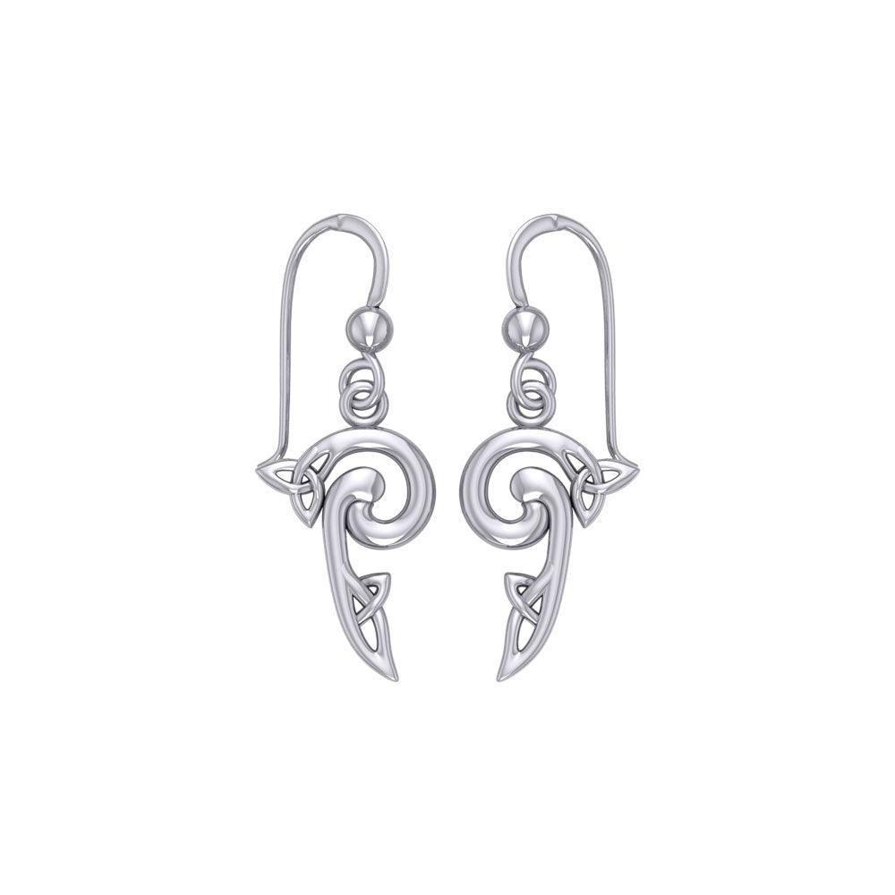 The great eternal loom of the universe ~ Sterling Silver Celtic Triquetra Hook Earrings TE2141 - peterstone.dropshipping