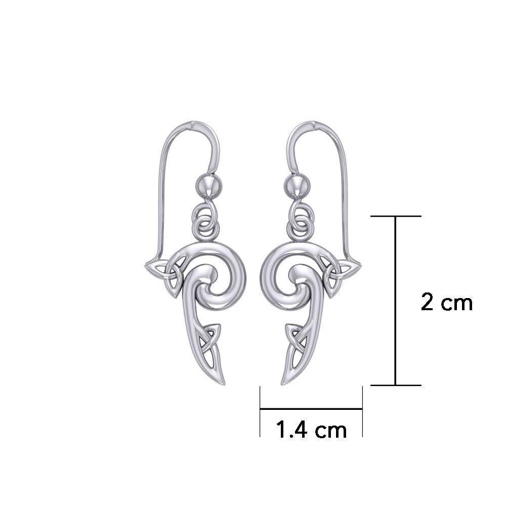 The great eternal loom of the universe ~ Sterling Silver Celtic Triquetra Hook Earrings TE2141 - peterstone.dropshipping