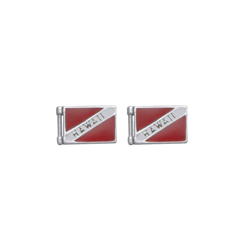 Hawaii Island Dive Flag and Dive Equipment Silver Post Earrings TE2718 - peterstone.dropshipping