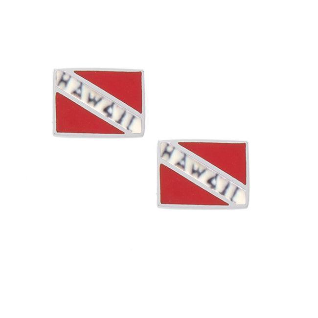 Hawaii Island Dive Flag and Dive Equipment Silver Post Earrings TE2726 - peterstone.dropshipping