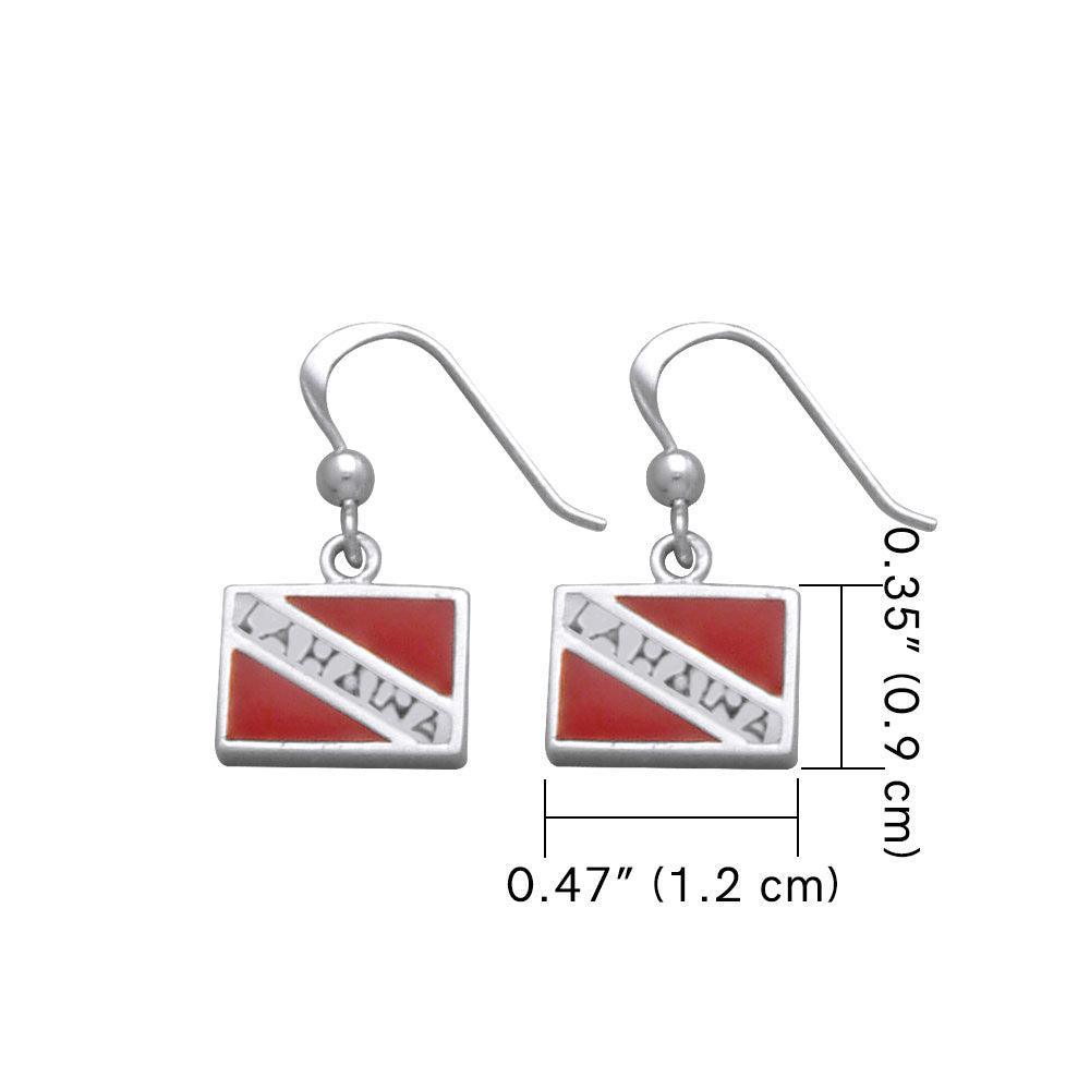 Lahaina Island Dive Flag and Dive Equipment Silver Hook Earrings TE2727 - peterstone.dropshipping