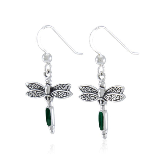 Silver Dragonfly and Gem Earrings TE2810 Earrings