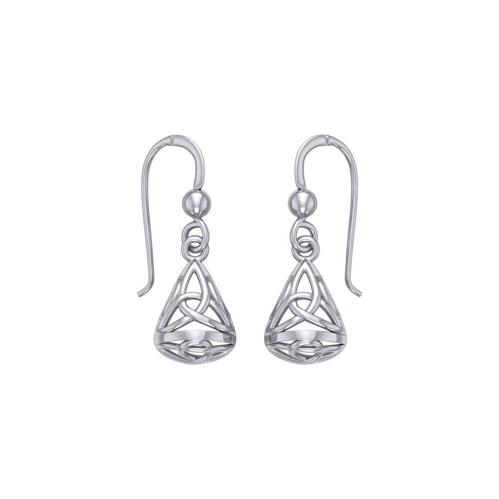 Celtic Knotwork Silver Triquetra Filigree Earrings TE683 - peterstone.dropshipping