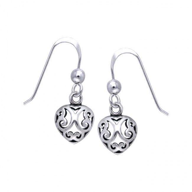 Celtic Heart Spiral Filigree Earrings TE754