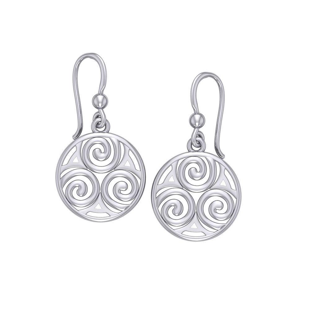 Celtic Single Spiral Silver Earrings TE855 - peterstone.dropshipping