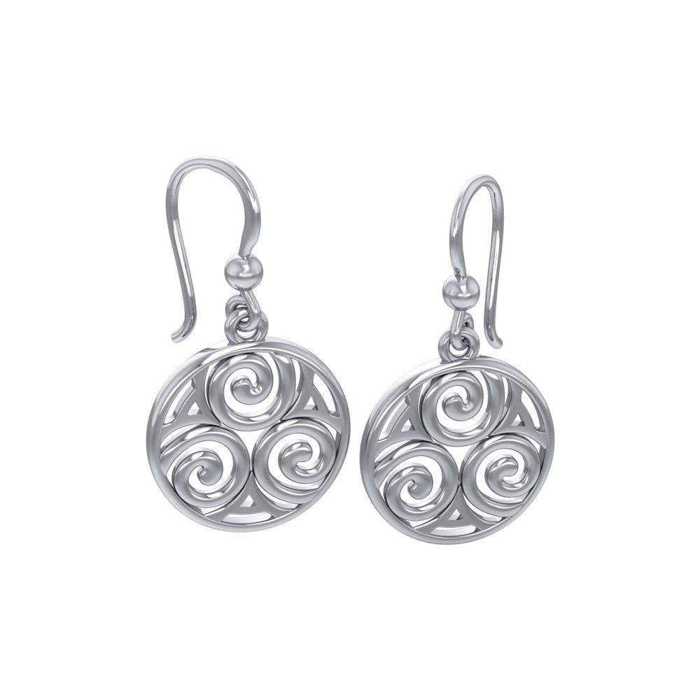 Celtic Single Spiral Silver Earrings TE855 - peterstone.dropshipping