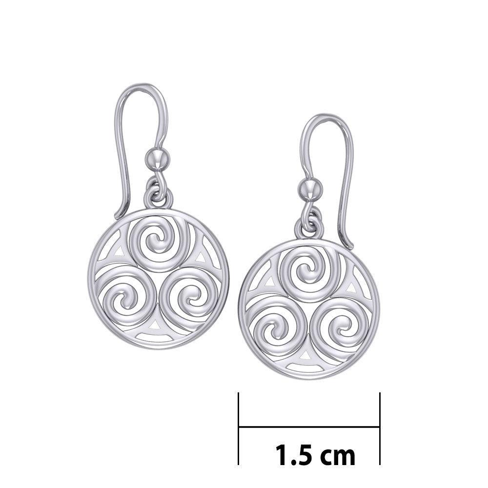 Celtic Single Spiral Silver Earrings TE855 - peterstone.dropshipping