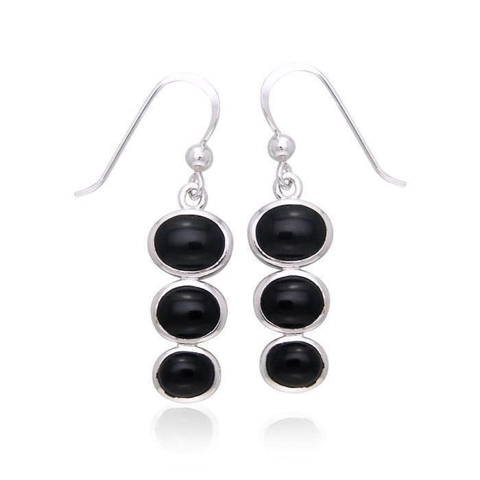 Round Tiered Cabochon Silver Earrings TER039 Earrings