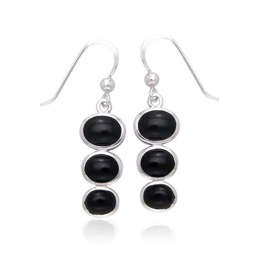 Round Tiered Cabochon Silver Earrings TER039 Earrings