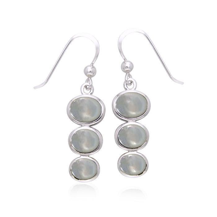 Round Tiered Cabochon Silver Earrings TER039 Earrings